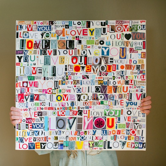 i love you collage art