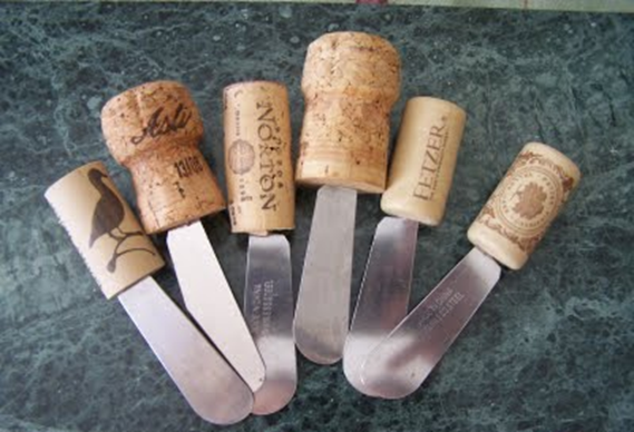 repurposed wine cork knives