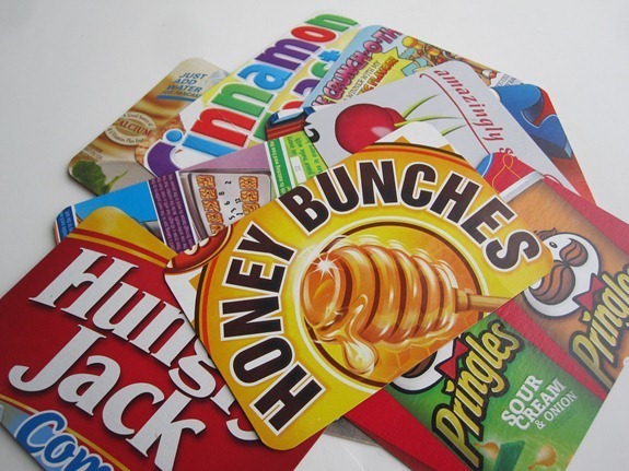 cereal box postcards