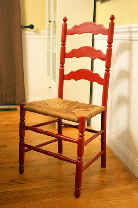 Red Dining Chair with Woven Seat