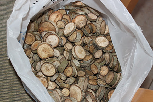 cut up branches to wreath