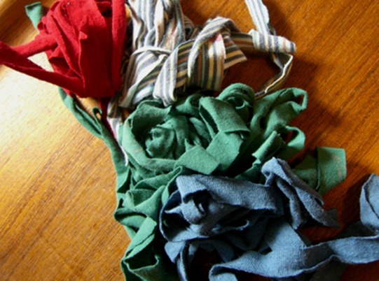 t-shirt cut into strips