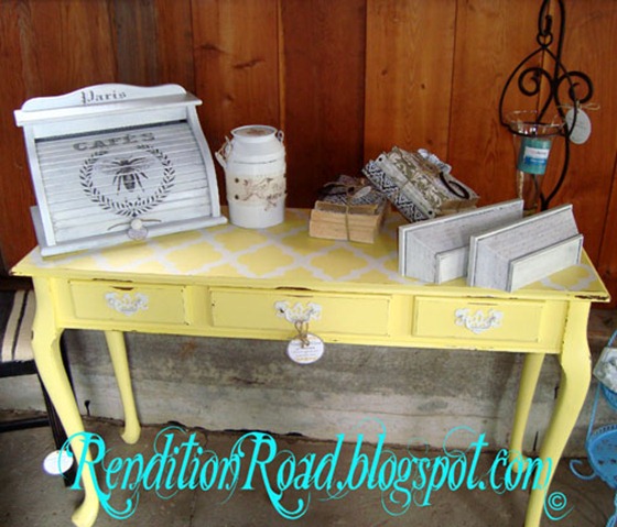 yellow quatrefoil table