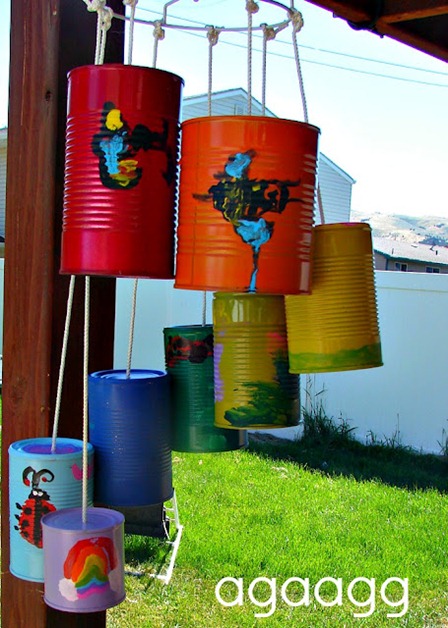 diy wind chime from tin cans
