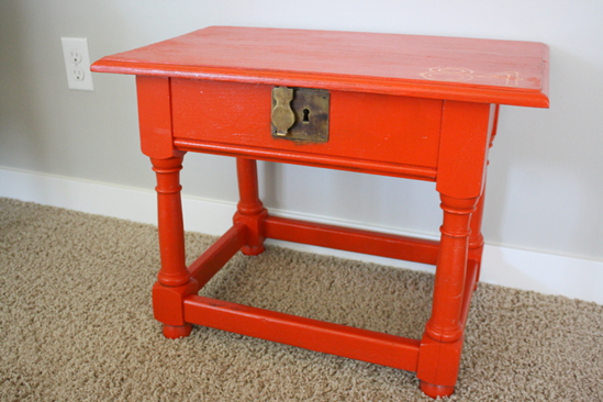 painted orange table