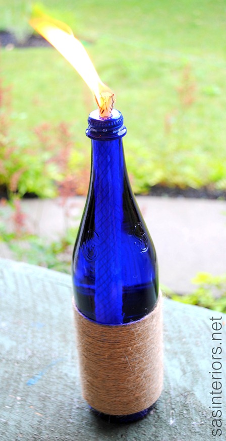 glass bottle turned candle