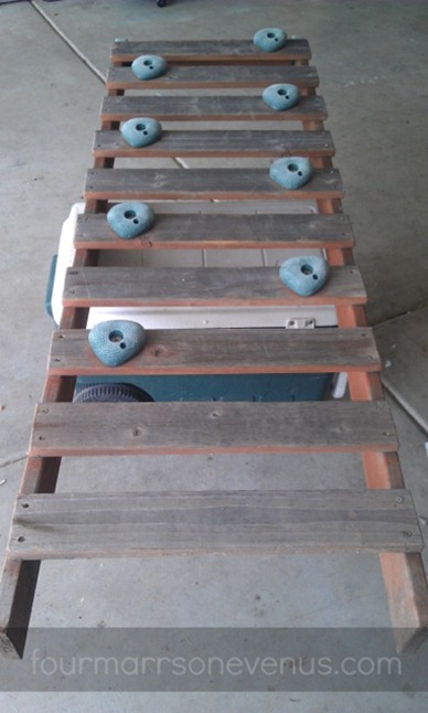 rocking climbing wall to towel rack before