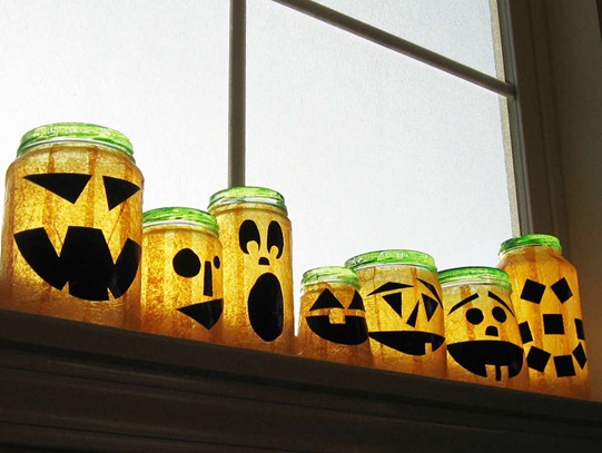 glass jar pumpkins