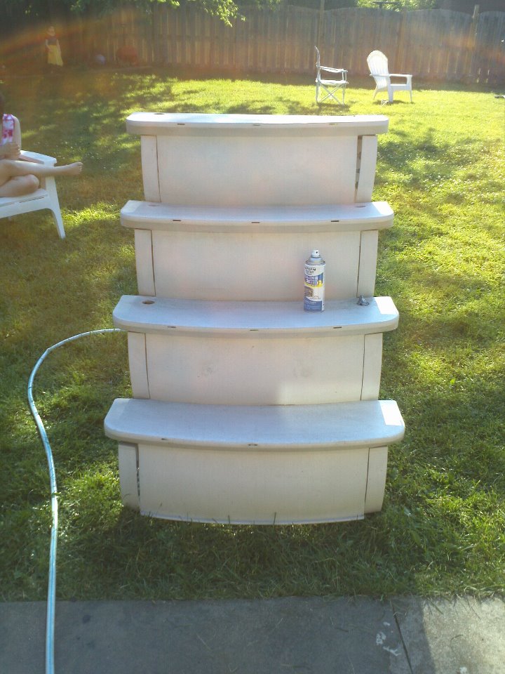 Second Chances pool stairs before