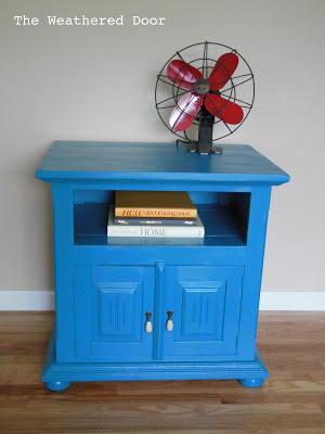 The Weathered Door blue nightstand after