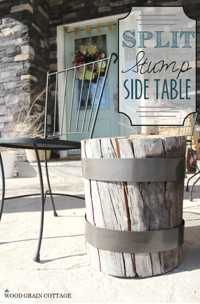 The Woodgrain Cottage split stump table after