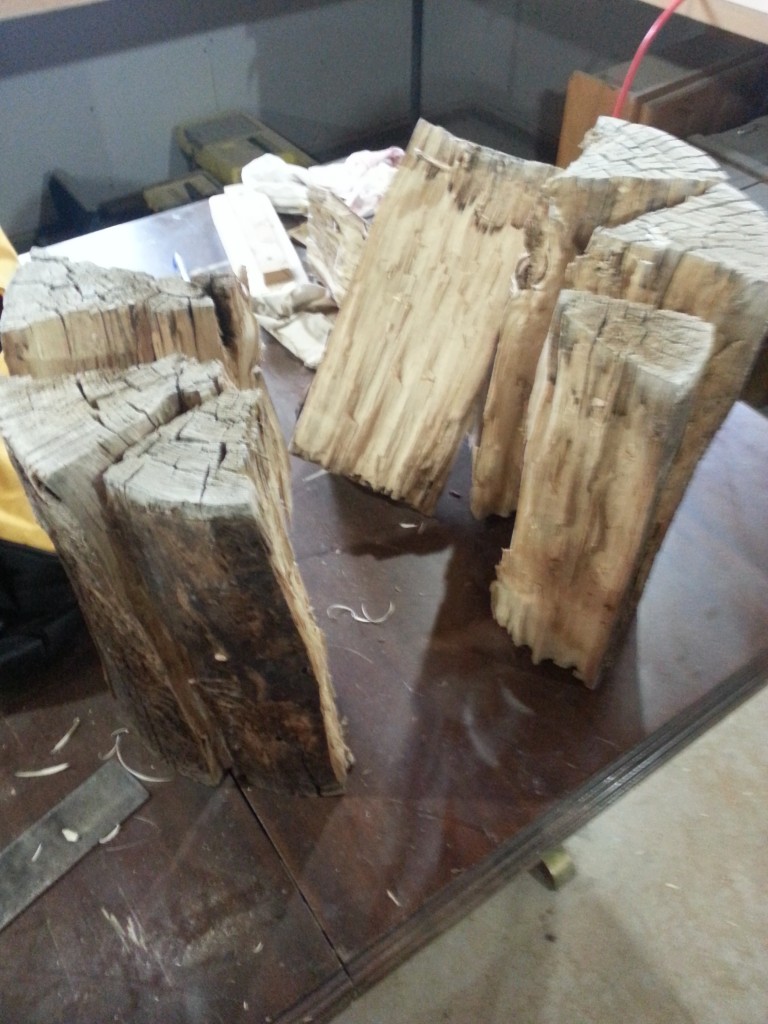 The Woodgrain Cottage split stump table before