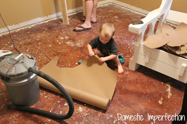 Domestic Imperfection brown paper flooring before