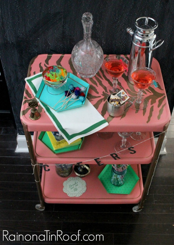 Rain on a Tin Roof bar cart after