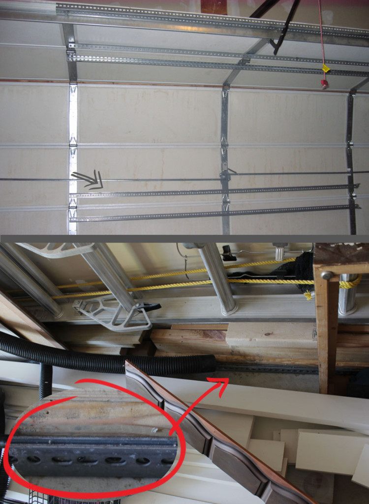 garage door with plated slotted angles