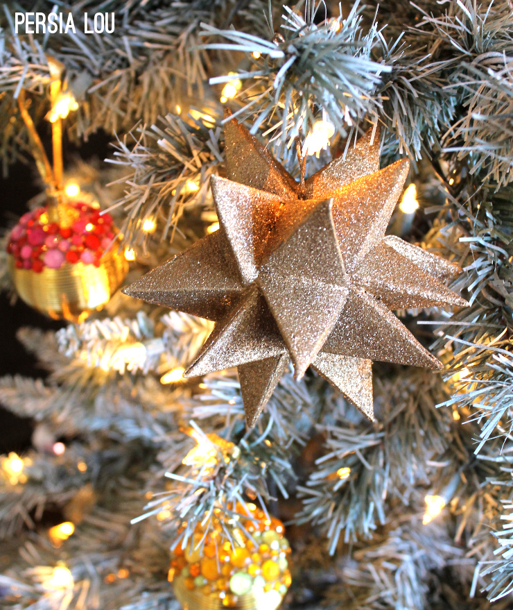 Christmas ornaments spray painted gold