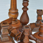 wood candlesticks from Goodwill